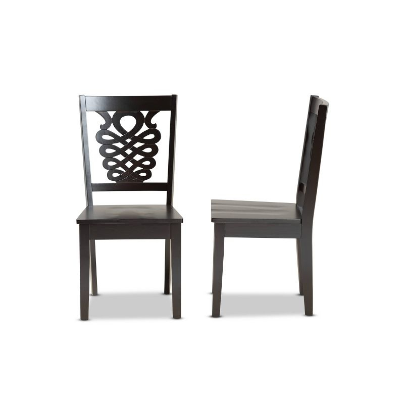 2pc GervaisTransitional Wood Dining Chair Set Brown - Baxton Studio: Polyester Upholstery, Spot Clean, Armless