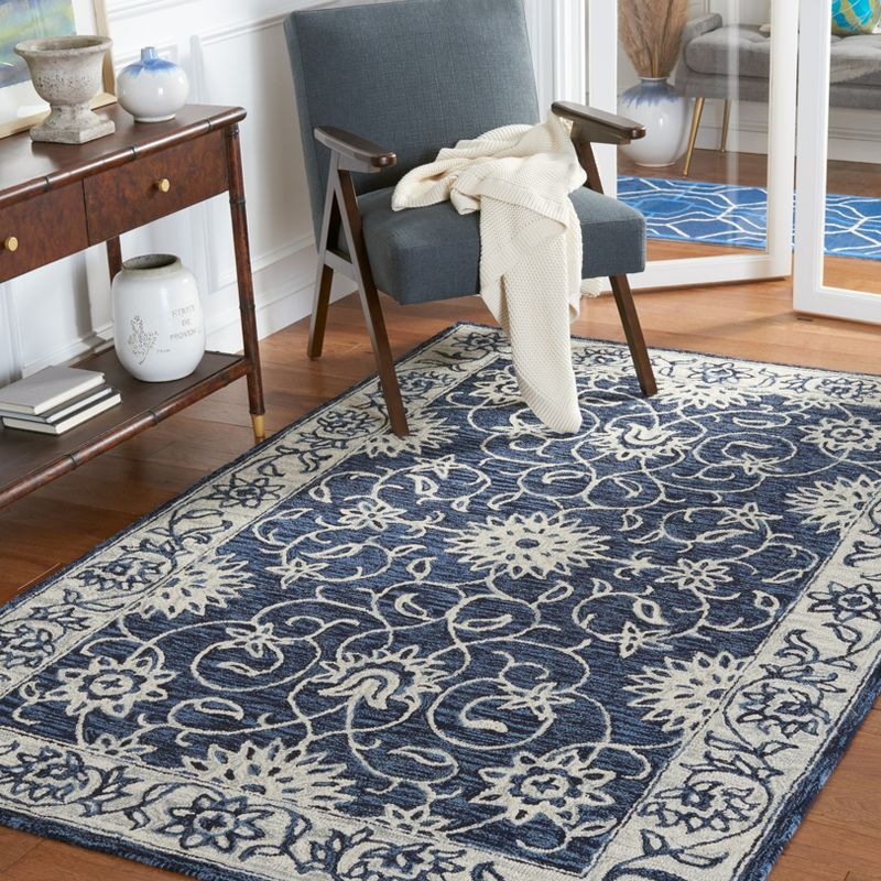 Jardin JAR601 Hand Tufted Accent Rug - Navy/Ivory - 3'x5' - Safavieh