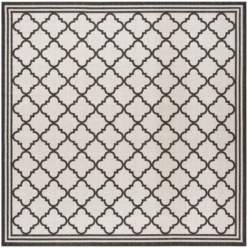 Beach House BHS121 POWER LOOMED Indoor/Outdoor Area Rug - Light Grey/Charcoal - 4'x4' - Safavieh