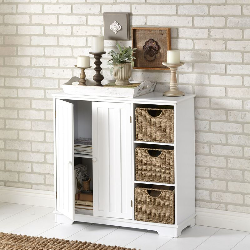 The Lakeside Collection Beadboard Buffet Cabinet - Sideboard with Storage - White