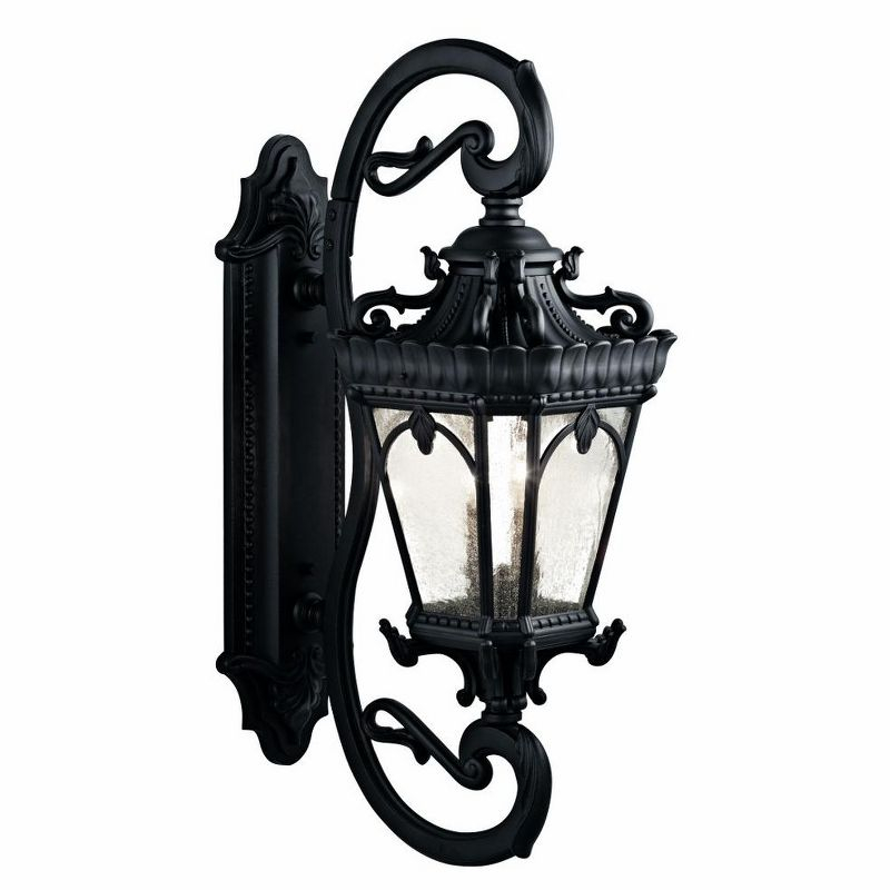Tournai 37.75" 4 Light Outdoor Wall Light with Clear Seeded Glass in Textured Black