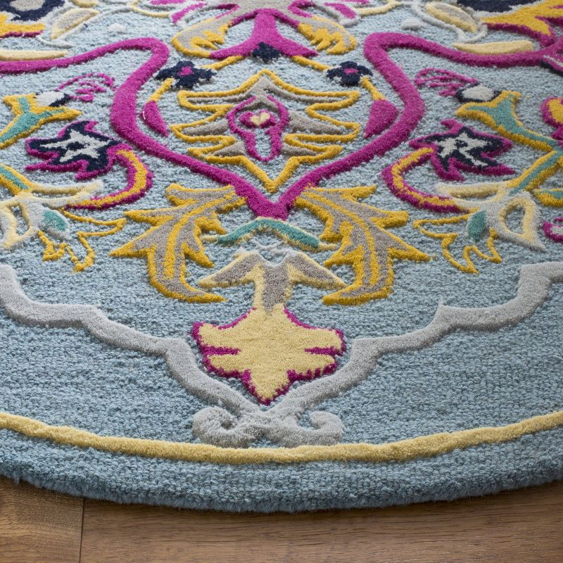 Bellagio BLG605 Hand Tufted Indoor Area Rug - Light Blue/Multi - 5' Round - Safavieh