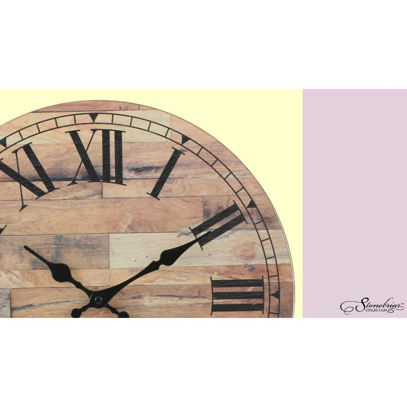 14" Wooden Roman Numeral Wall Clock Brown - Stonebriar Collection: MDF Composite, Traditional Decor, Indoor Use