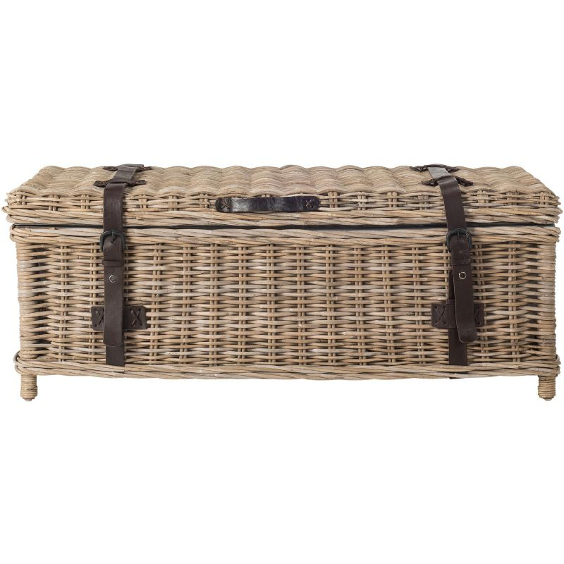 Navarro Rattan Coffee Table Trunk - Grey - Safavieh