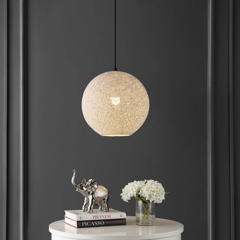 Isla Jade 12" Lacey Bohemian Minimalist Iron/Rope Woven Globe LED Pendant White/Black : 20x20 Inch Polyester, Machine Washable Cloth Napkins