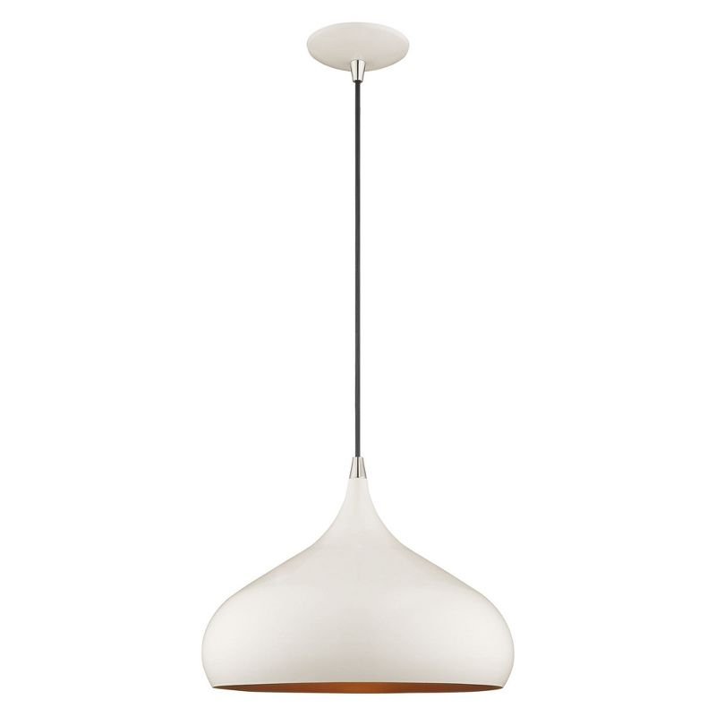 Livex Lighting Metal Shade 1 - Light Pendant in  Shiny White