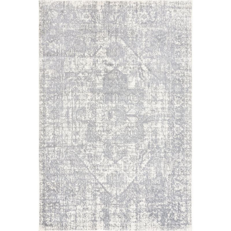 Nuloom 4x6 Justine Vintage Medallion Indoor Area Rug, Grey, Faded Persian Design, Stain Resistant, BedroomLiving Room, Kitchen,