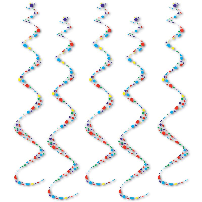 Beistle Printed Polka Dots Twirly Whirlys, 24", (10/Pkg) Multicolored