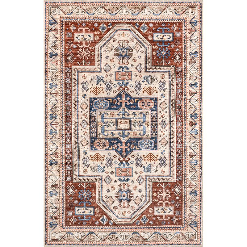 Nuloom Órla Bordered Pet Friendly Machine Washable Area Rug, 4' x 6', Rust