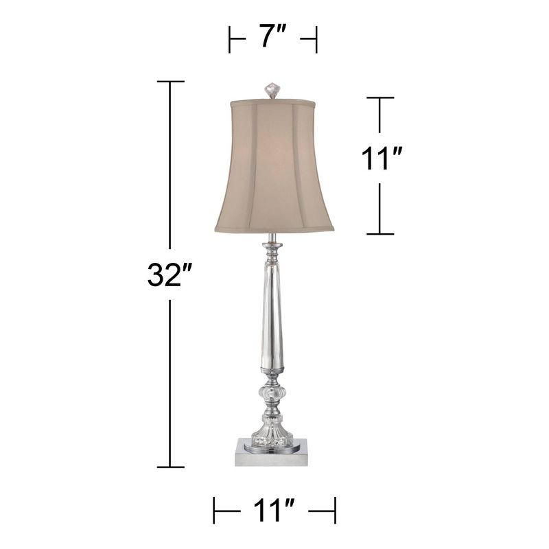 Vienna Full Spectrum Belardo Traditional Buffet Table Lamp 32" Tall Clear Crystal Taupe Bell Shade for Bedroom Living Room Bedside Nightstand Office