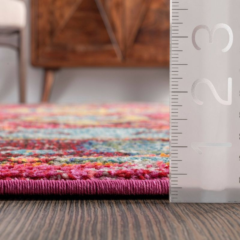 nuLOOM 4' Round Vintage Corbett Area Rug: Bohemian Medallion, Multicolor, Low Pile, Indoor, 4ft Round Rug