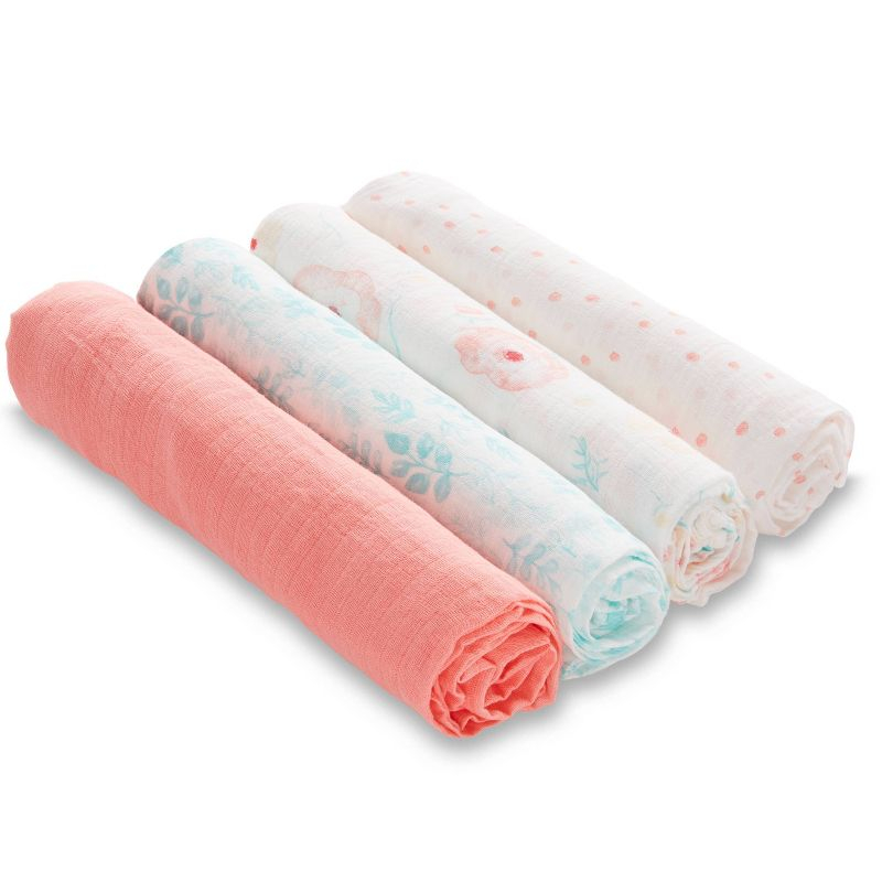 aden + anais essentials Muslin Swaddle Blankets - Full Bloom - 4pk