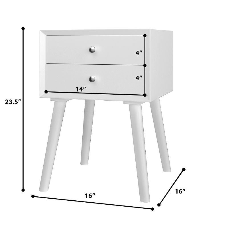 Costway End Table W/Drawers and Storage Wooden Mid-Century Accent Side Table Multipurpose for Bedroom Living Room Home Furniture Nightstand-White