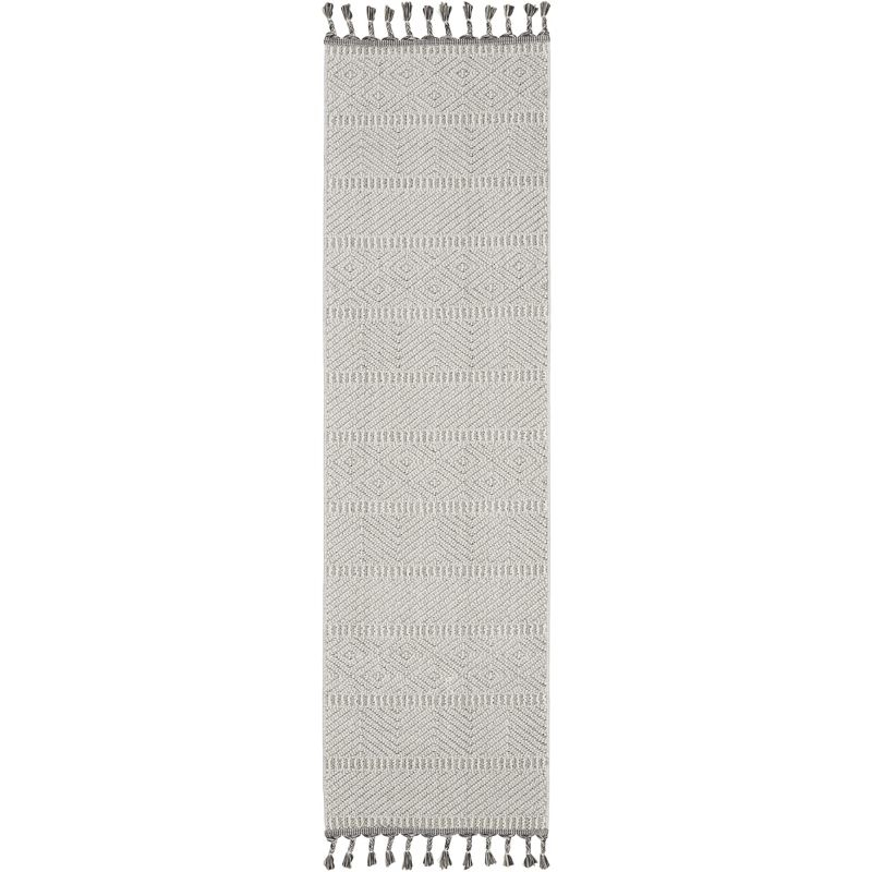 Nourison Elwood Contemporary Indoor Tassel Fringe Area Rug Grey/Ivory 2'2" x 8'2"