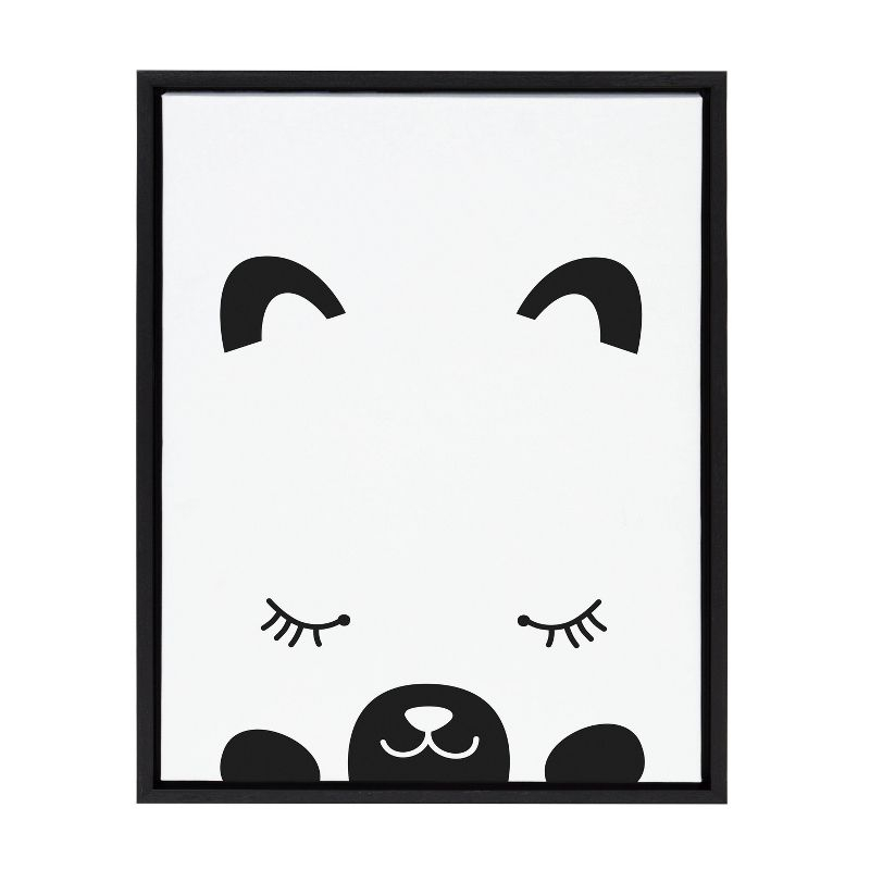 18" x 24" Sylvie Modern Baby Bear Framed Canvas by Rachel Lee Black: Chic Nursery Art, Vertical Layout - Kate & Laurel All Things Decor