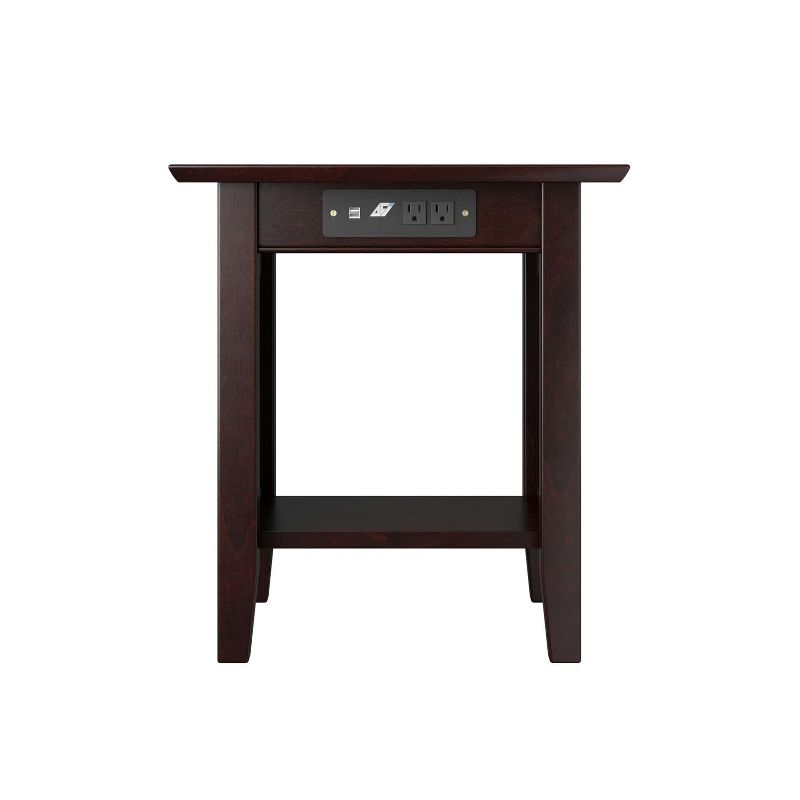 AFI Furnishings Nantucket End Table with Charging Station in Espresso