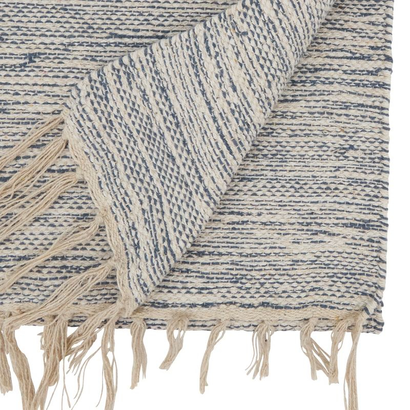 Saro Lifestyle Boho Handloom Table Runner with Tassel Accents, 16"x72", Blue