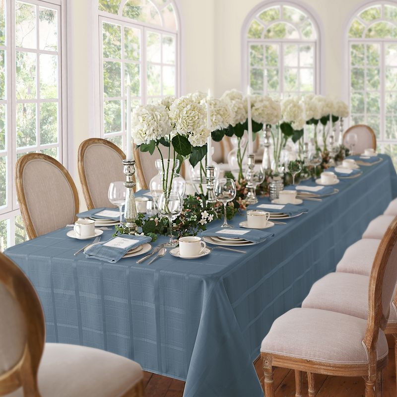 Elegance Plaid Stain & Water Resistant Tablecloth - 60" x 84" Rectangle - Blue Shadow - Elrene Home Fashions
