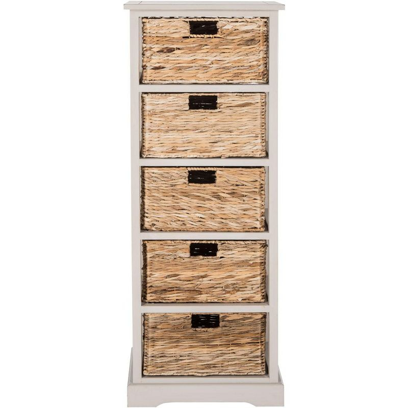 Vedette 5 Wicker Basket Storage Tower - AMH5739 - Vintage Grey - Safavieh Couture