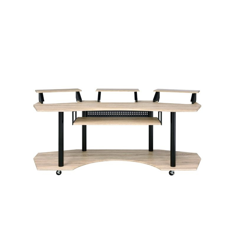 Acme Furniture Eleazar 3 Stands Computer Desk Natural Oak: Metal Frame, Veneer Surface, Hutch Storage
