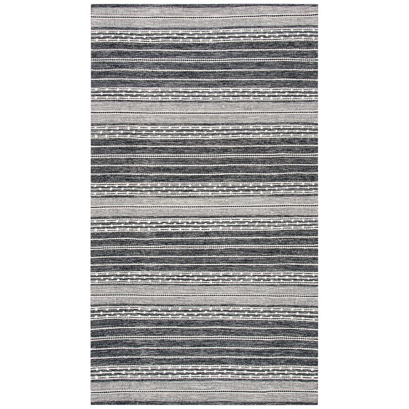 Striped Kilim STK516 Hand Woven Accent Rug - Black/Ivory - 2'3"x5' - Safavieh.