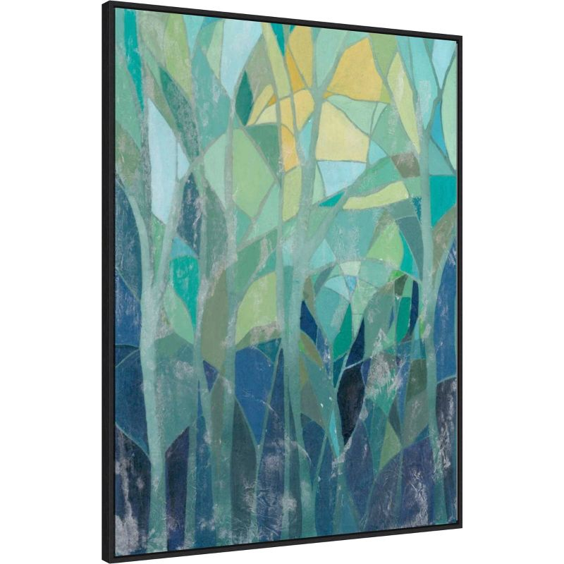 Amanti Art 32"x42" Stained Glass Forest I by Grace Popp Framed Canvas Wall Art Print: Modern Abstract Landscape