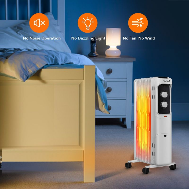 Costway 1500W Oil Filled Heater Portable Radiator Space Heater w/ Adjustable Thermostat White