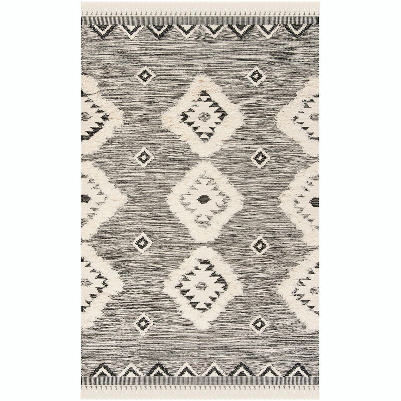 Kenya KNY906 Hand Knotted Area Rug - Black/Ivory - 6'x9' - Safavieh.