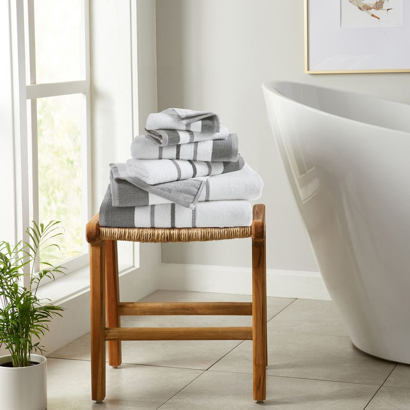 Combed Cotton Decorative Quick-Dry Towel Set (6 Piece Set, Dark Grey / Light Grey)