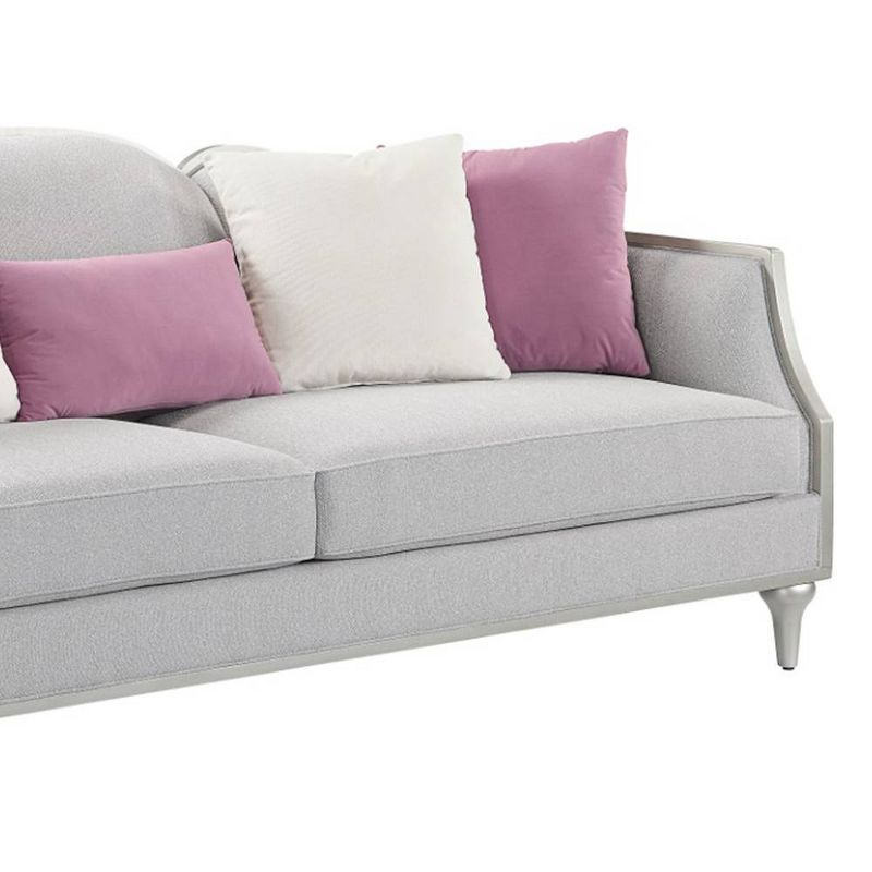 94" Kasa Sofa Beige Linen, Champagne Finish & Accent Pillows - Acme Furniture
