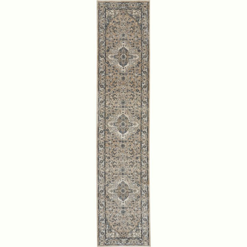 Nourison Concerto Center Medallion Indoor Rug Beige Grey 2'2" x 10'