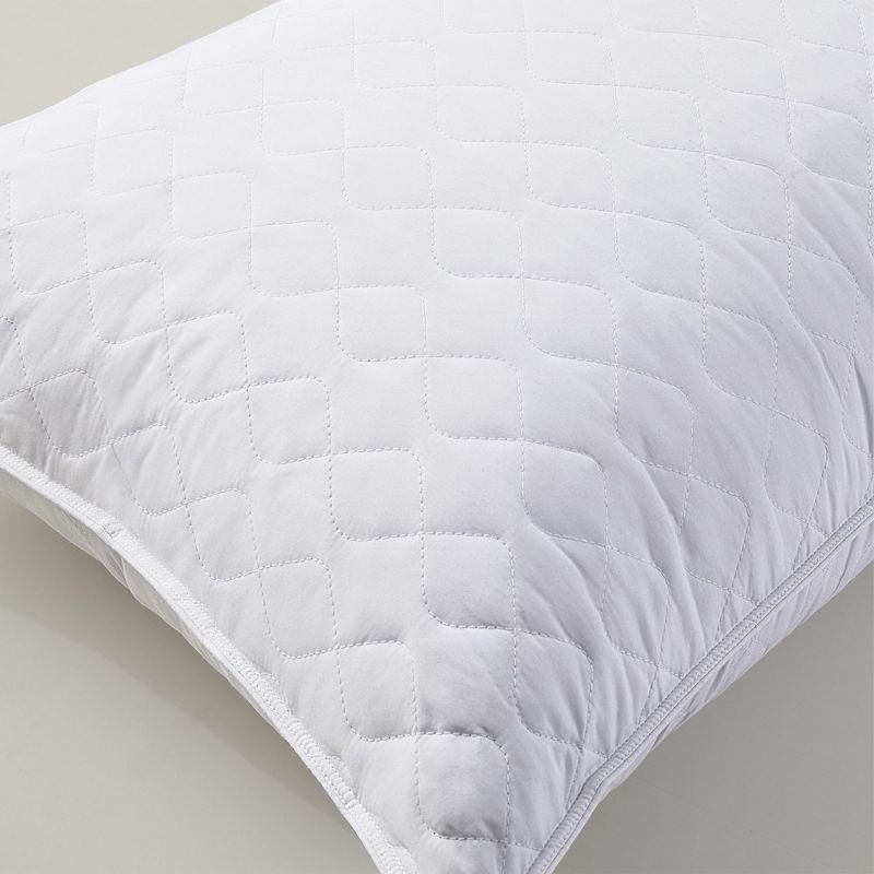 Peace Nest 2 Pack Medium-Soft Goose Feather Pillows White Quilted Cover, King