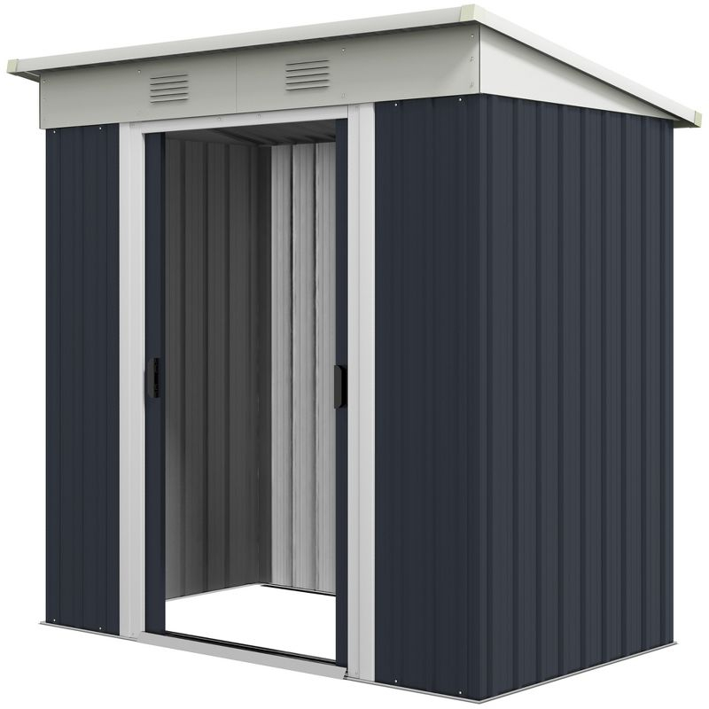 Outsunny 6' x 4' Metal Garden Shed, Backyard Tool Storage Shed with Dual Locking Doors, 2 Air Vents and Steel Frame, Black