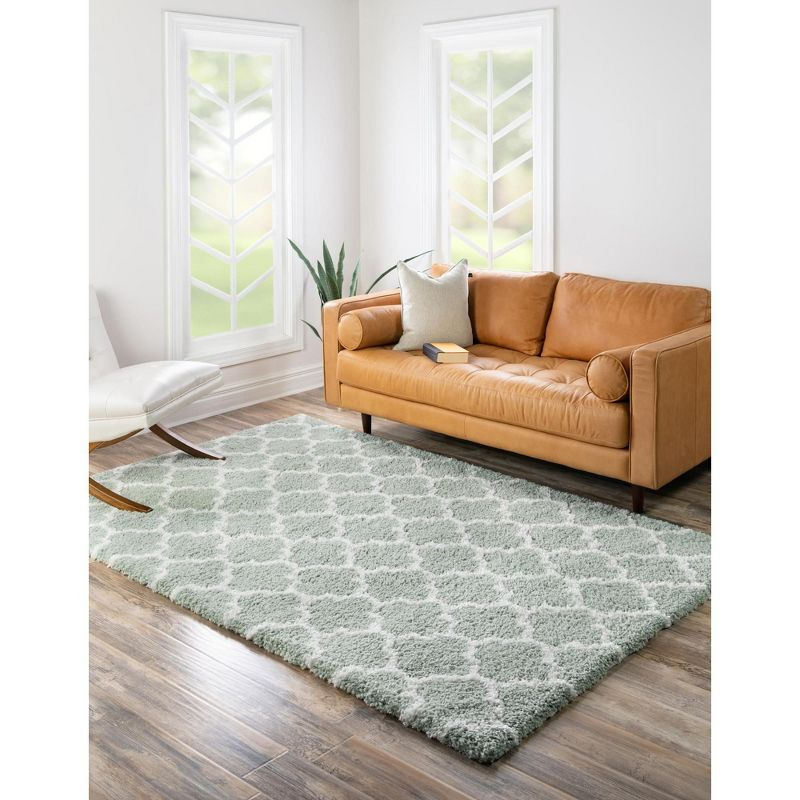 Unique Loom 5' 3 x 8' 0 White Cyan Rabat Shag Marble Area Rug