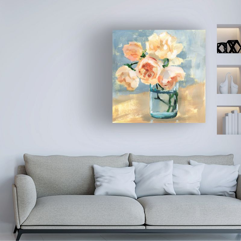 Victoria Barnes  Peonies in Mason Jar I Canvas Art