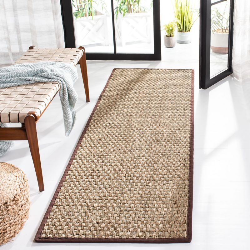 Natural Fiber NF114 Power Loomed Runner Rug - Natural/Dark Brown - 2'6"x10' - Safavieh.