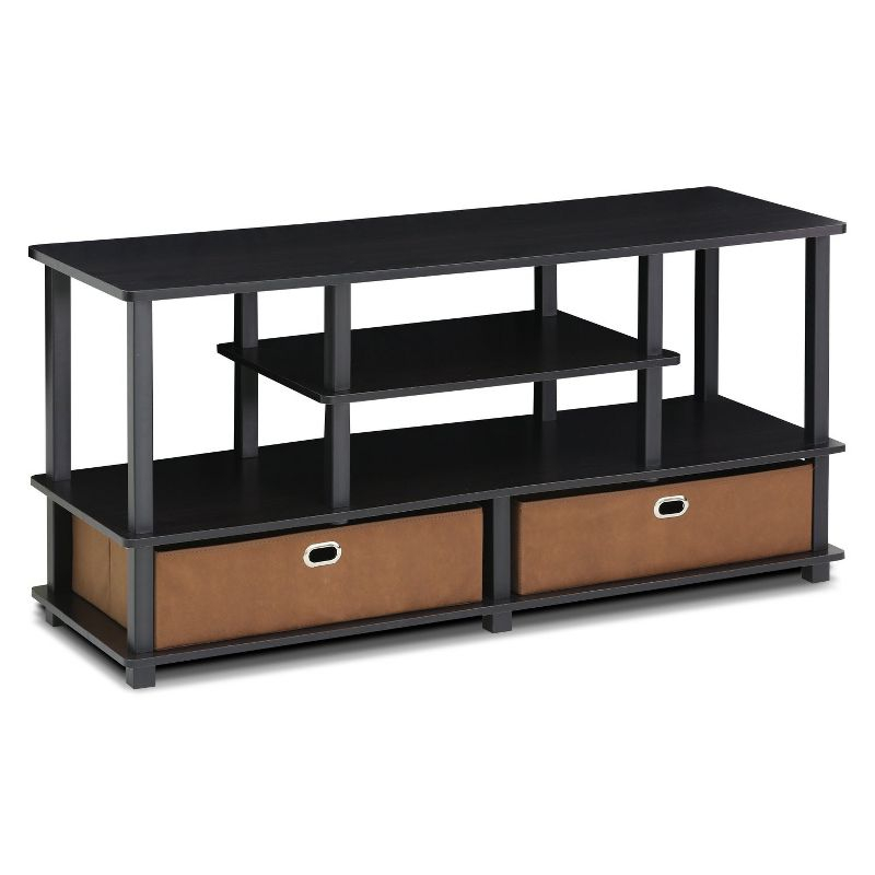 Furinno 4-Tier Large TV Stand for TVs up to 55" TV Console Table w/Open Bookcase Shelves & 2 Storage Drawers