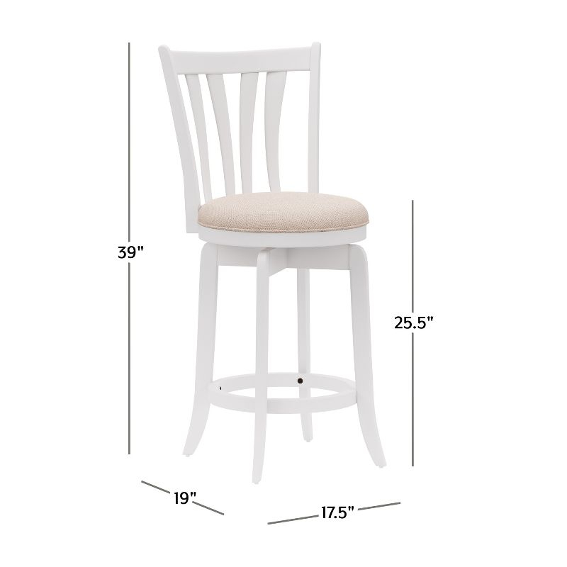 25.25" Savana Wood Swivel Counter Height Barstool White - Hillsdale Furniture: Matte Finish, Cream Upholstery