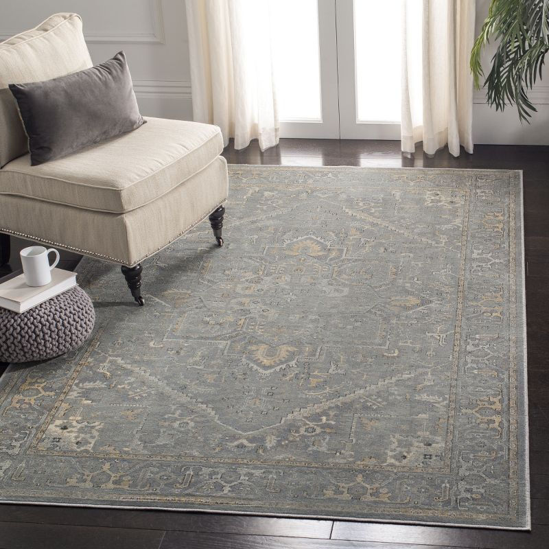 Vintage VTG114 Power Loomed Indoor Skid-Resistant Area Rug - Grey/Multi - 6'7"x9'2" - Safavieh