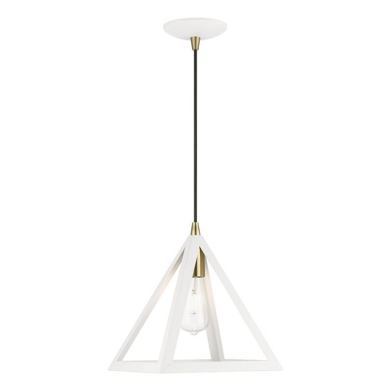 Livex Lighting Pinnacle 1 - Light Pendant in  Textured White/Antique Brass
