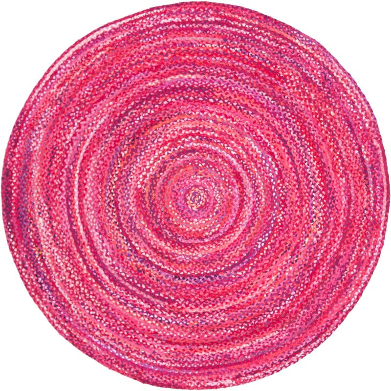Braided BRD452 Hand Woven Indoor Area Rug - Pink/Fuchsia - 6' Round - Safavieh