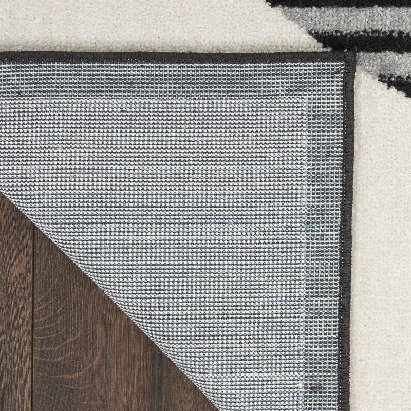 Nourison Modern Passion Circle Mid-Century Modern Indoor Rug Ivory/Black 2' x 3'