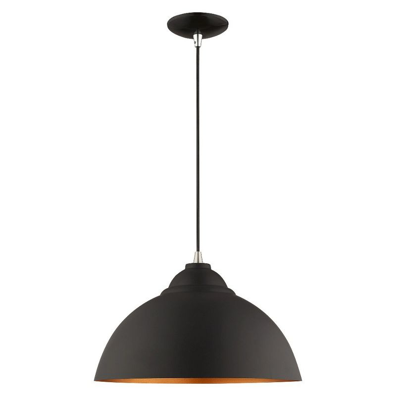 Livex Lighting Metal Shade 1 - Light Chandelier in  Black