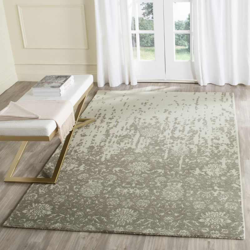 Restoration Vintage RVT104 Hand Tufted Indoor Area Rug - 6'x6' - Light Sage/Grey - Safavieh