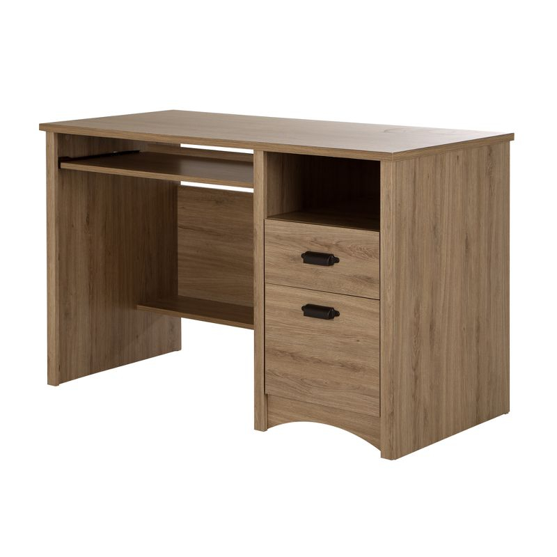 Gascony Computer Desk with Keyboard Tray Rustic Oak - South Shore: Modern Hutch Design, CPU Storage, Laminate Surface
