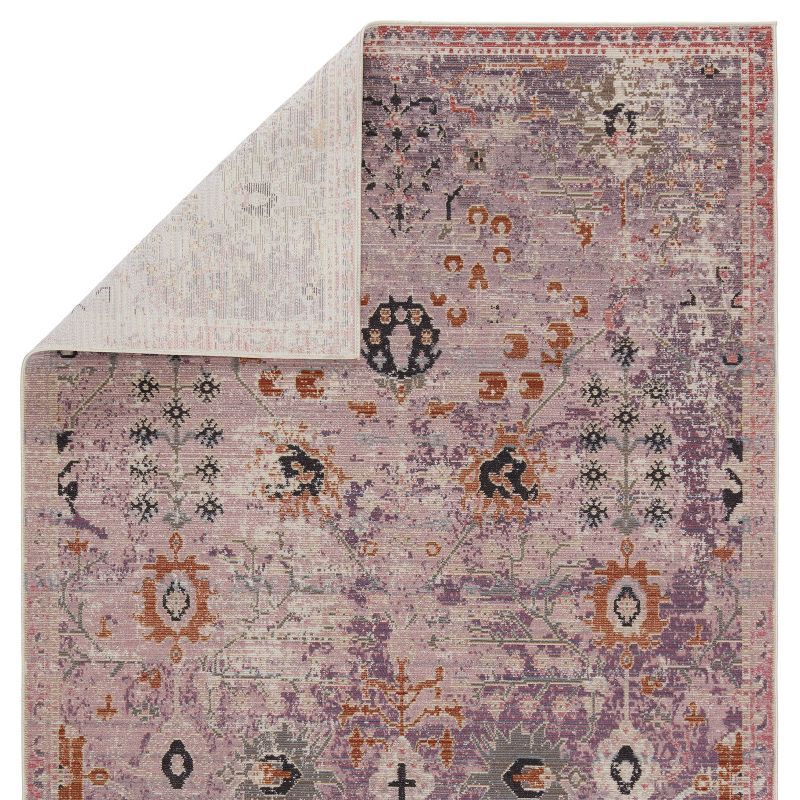 2'6"x4' Elva Indoor/Outdoor Oriental Area Rug Purple/Gold - Jaipur Living: Mid-Century Modern Floral, Weather-Resistant
