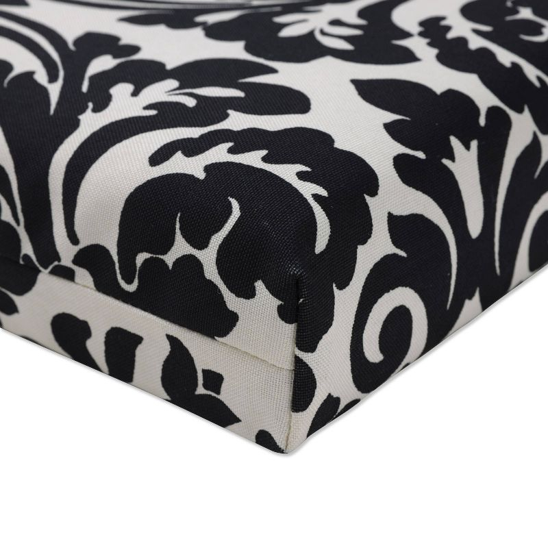 20"x20" Essence Damask 2pc Outdoor Seat Cushion Set - Black/White Floral - Pillow Perfect: Fade-Resistant, Zippered