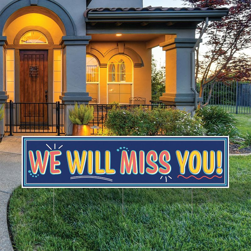 Beistle Plastic Jumbo We Will MissYou! Yard Sign, 11.75" x 3' 11", (1/Pkg) Multicolored