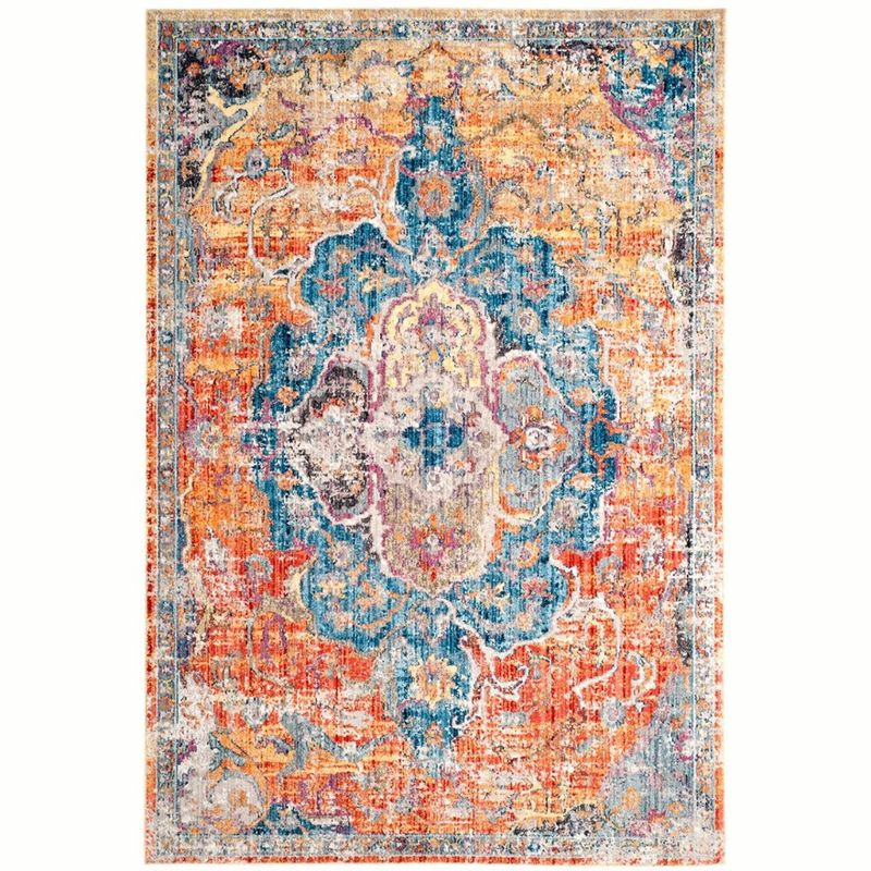 Bristol BTL350 Power Loomed Area Rug Blue / Orange 6' X 9' - Safavieh.