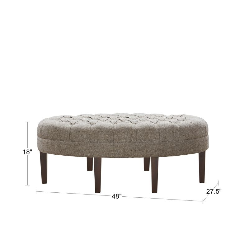 Madison Park Matthew Surfboard Tufted Ottoman Brown: Madison Park Upholstered Oval Bench, Polyester, Foam Filled